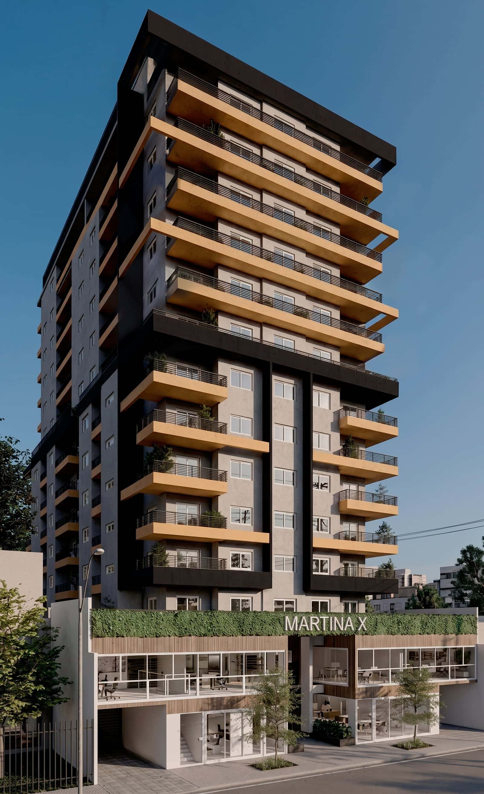 Render de la fachada de Martina X, Luis M. Campos 5534, Villa Bosch
